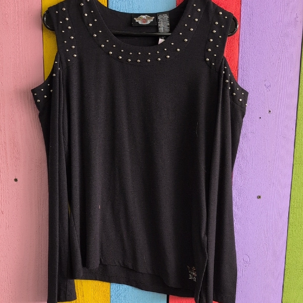 Harley-Davidson Black Sleeveless Embellished Tank